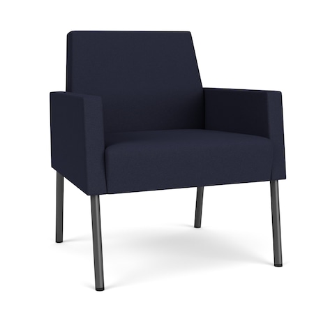 Lesro Mystic Lounge Reception Guest Chair, Charcoal, OH Navy Upholstery ML1101